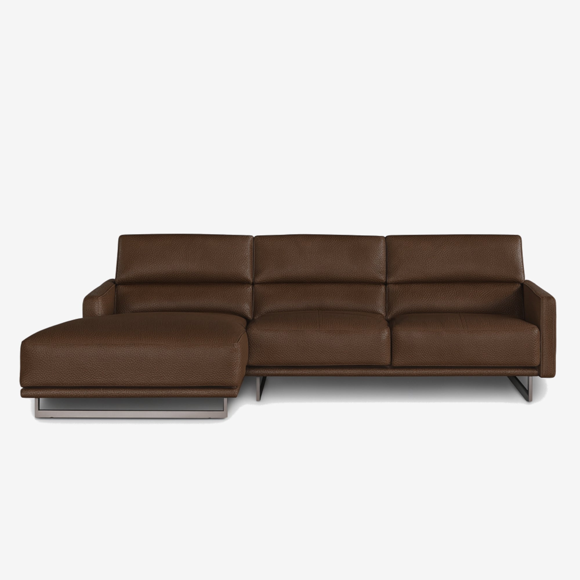 Maison L-Shaped Leather Sofa - Natural Brown - Left