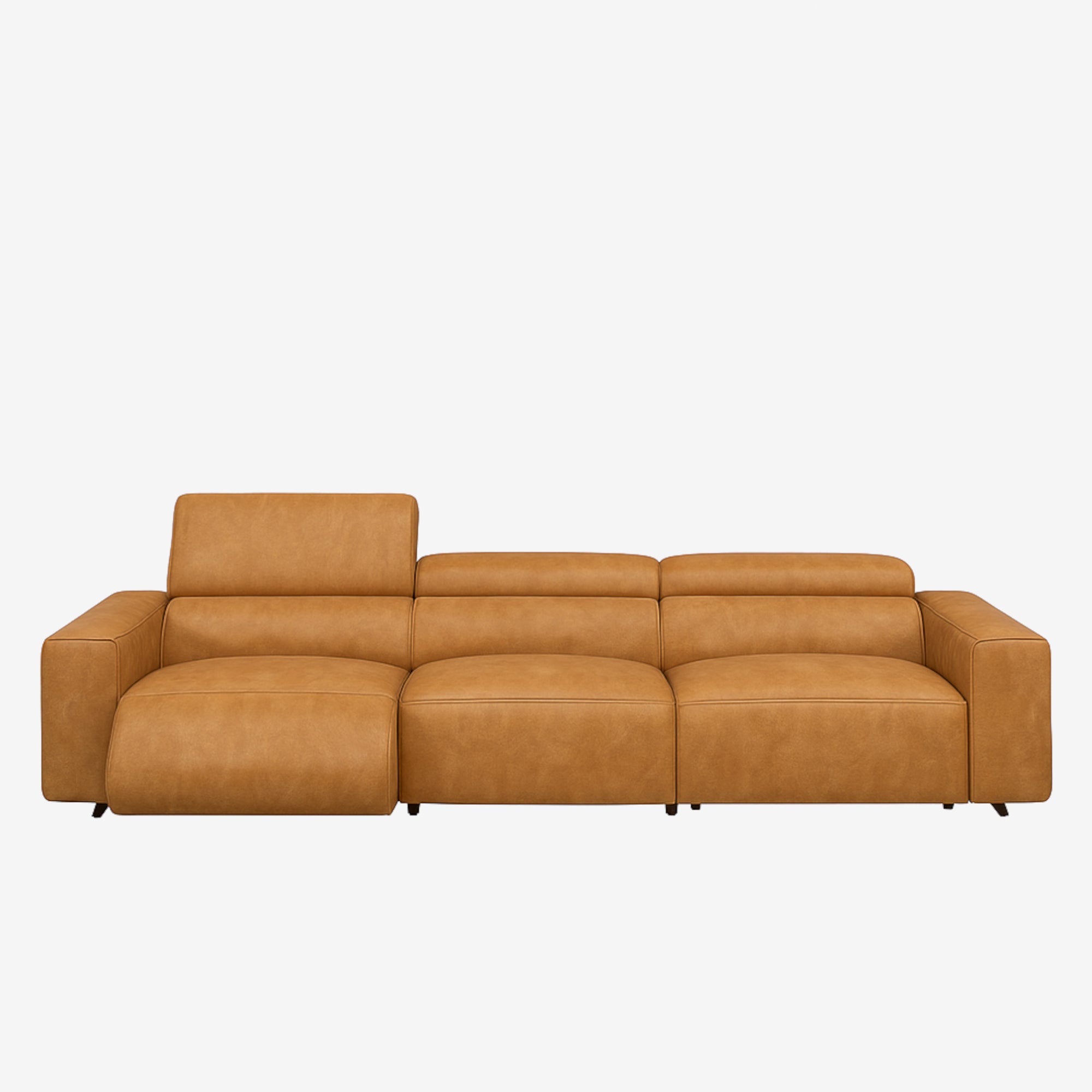 Manhattan 4 Seater Leather Recliner Sofa - Kansas Cognac
