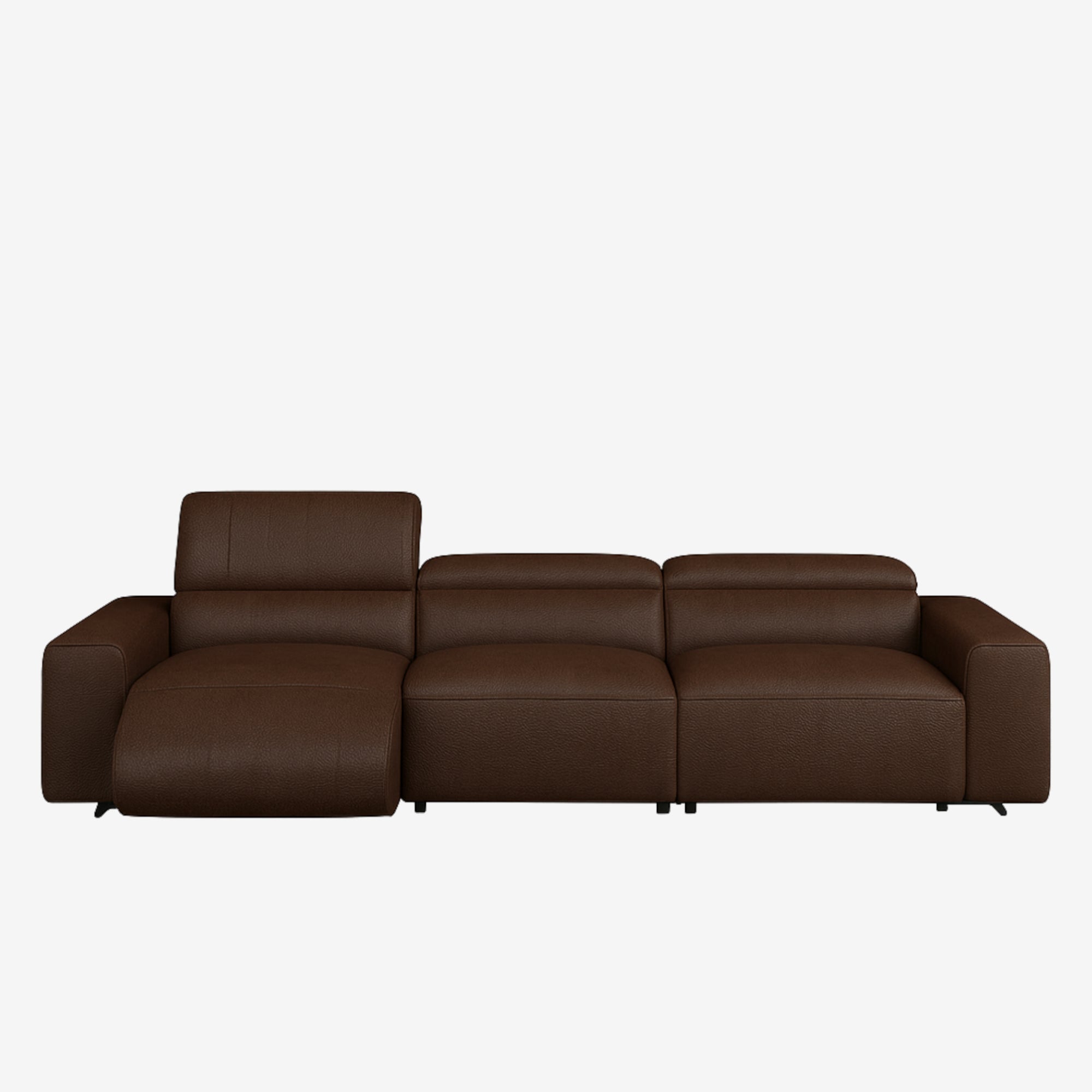 Manhattan 4 Seater Leather Recliner Sofa - Natural Brown