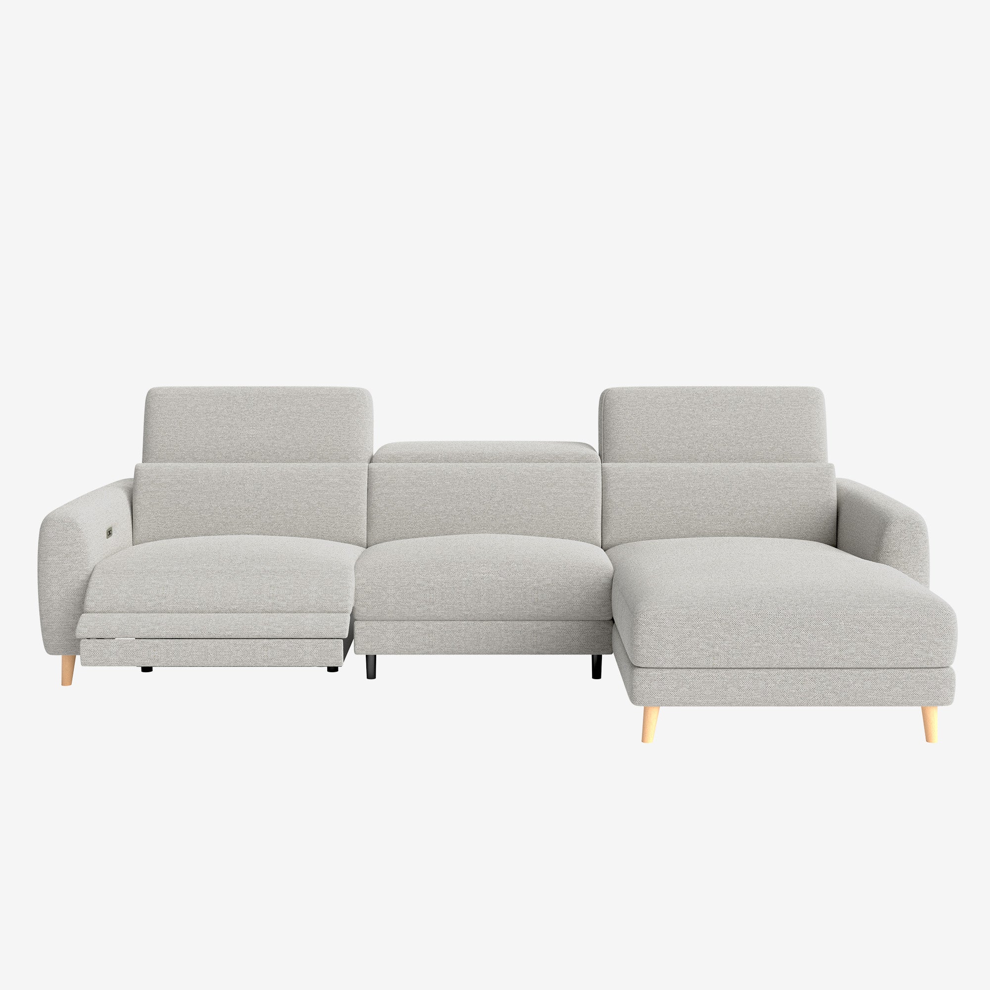 Hampton L-Shaped Fabric Recliner Sofa Grey right