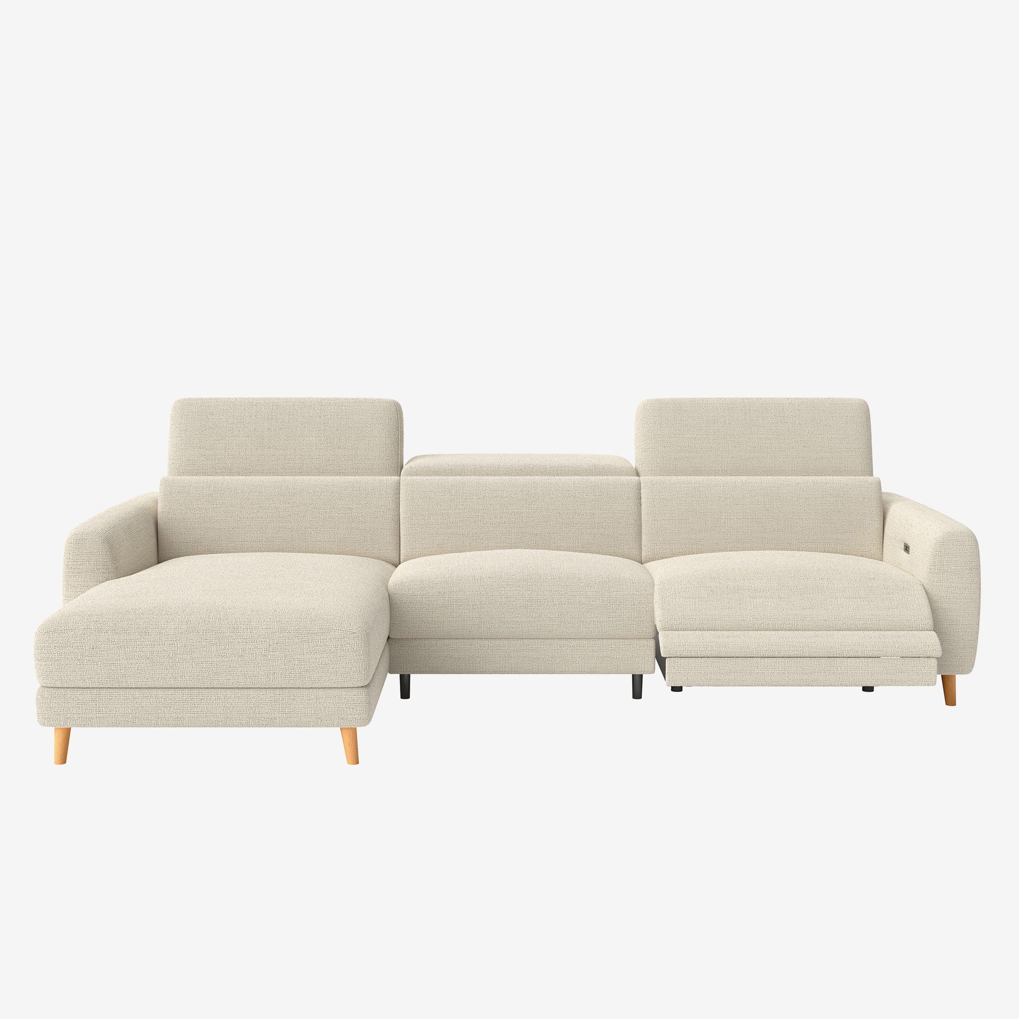 Hampton L-Shaped Fabric Recliner Sofa Oat Left