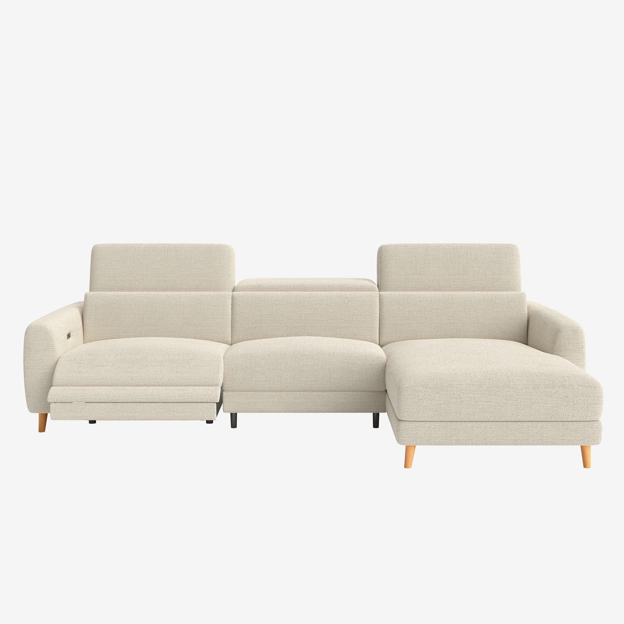 Hampton L-Shaped Fabric Recliner Sofa Oat Right