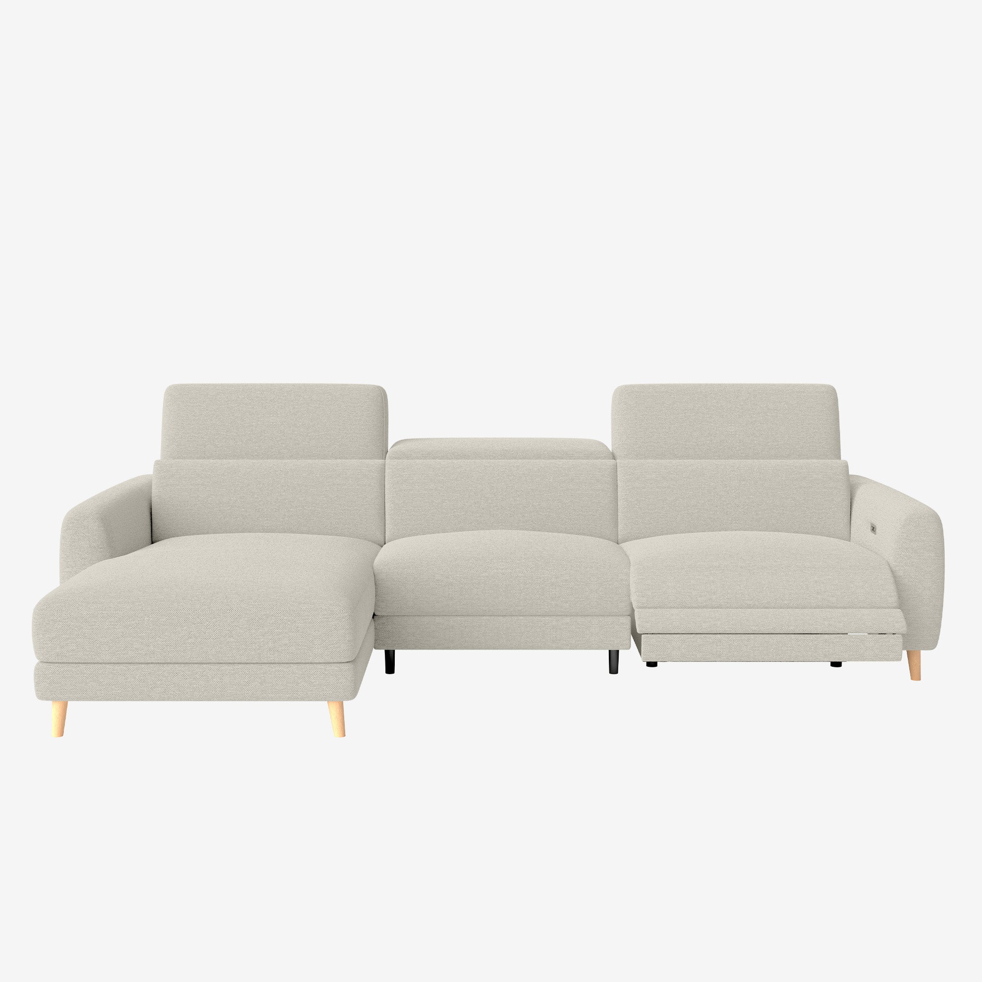 Hampton L-Shaped Fabric Recliner Sofa Sand Left