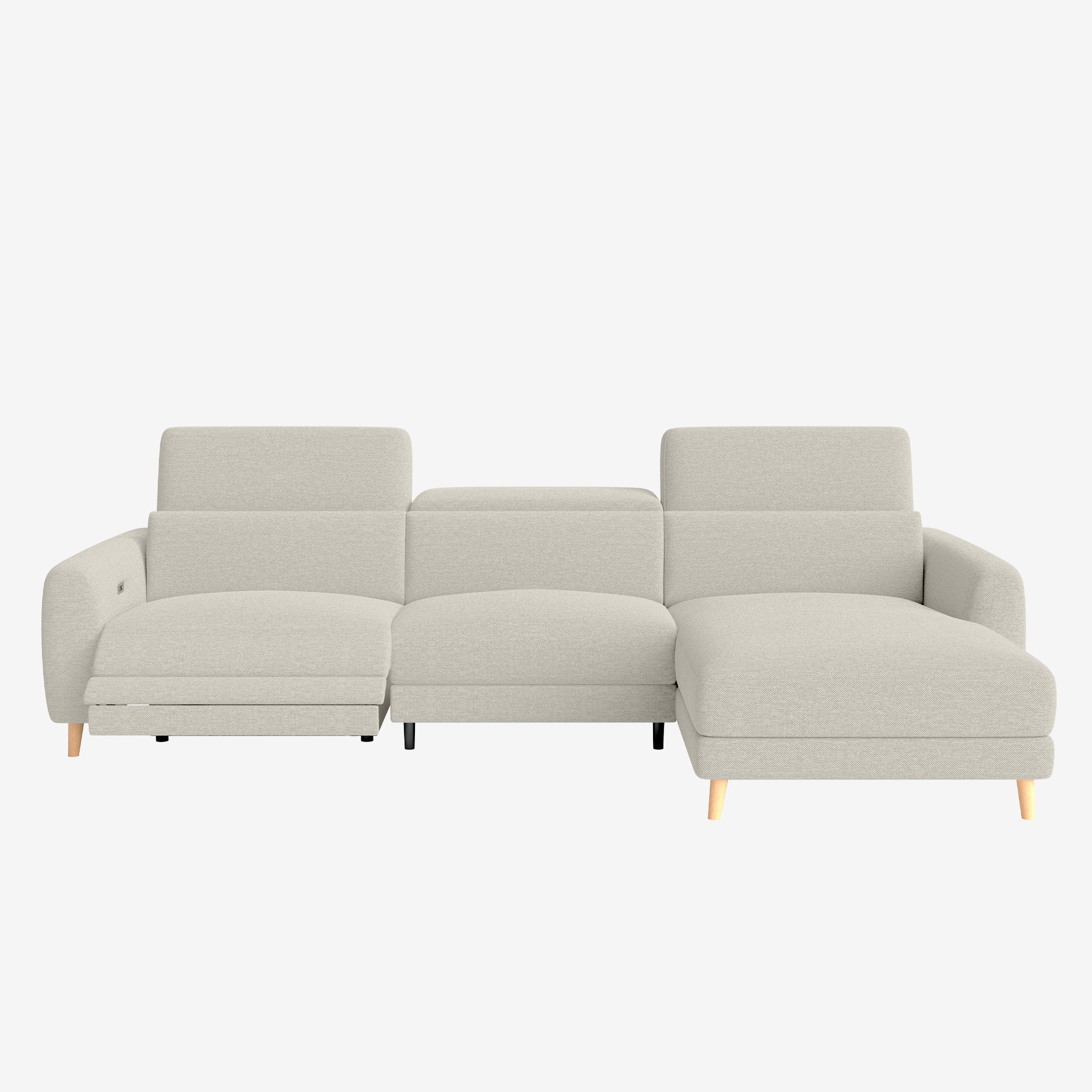 Hampton L-Shaped Fabric Recliner Sofa Sand Right