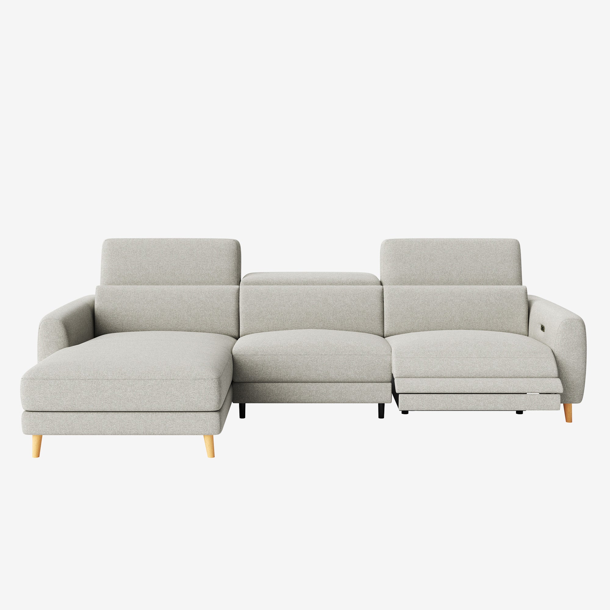 Hampton L-Shaped Fabric Recliner Sofa Stone Left