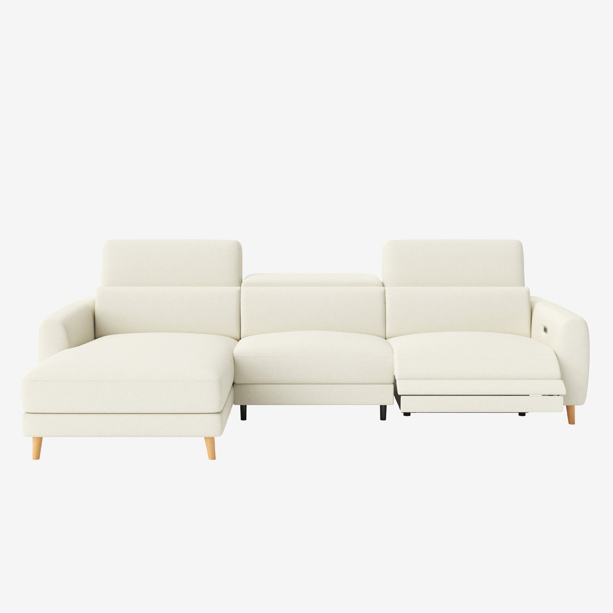 Hampton L-Shaped Fabric Recliner Sofa White Left