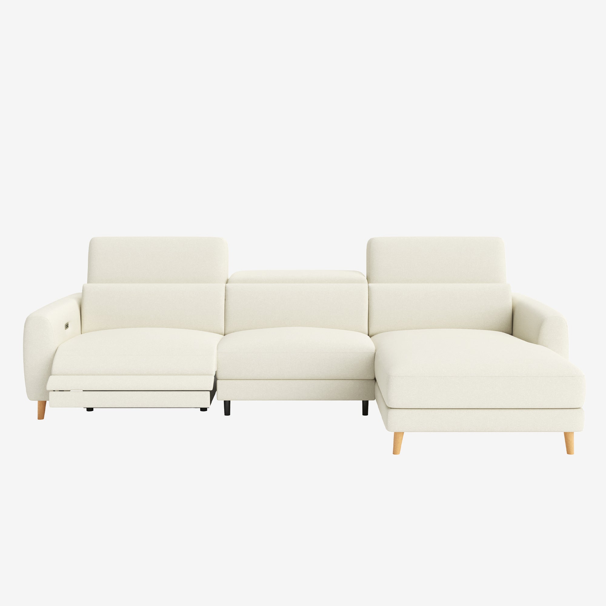 Hampton L-Shaped Fabric Recliner Sofa White Right