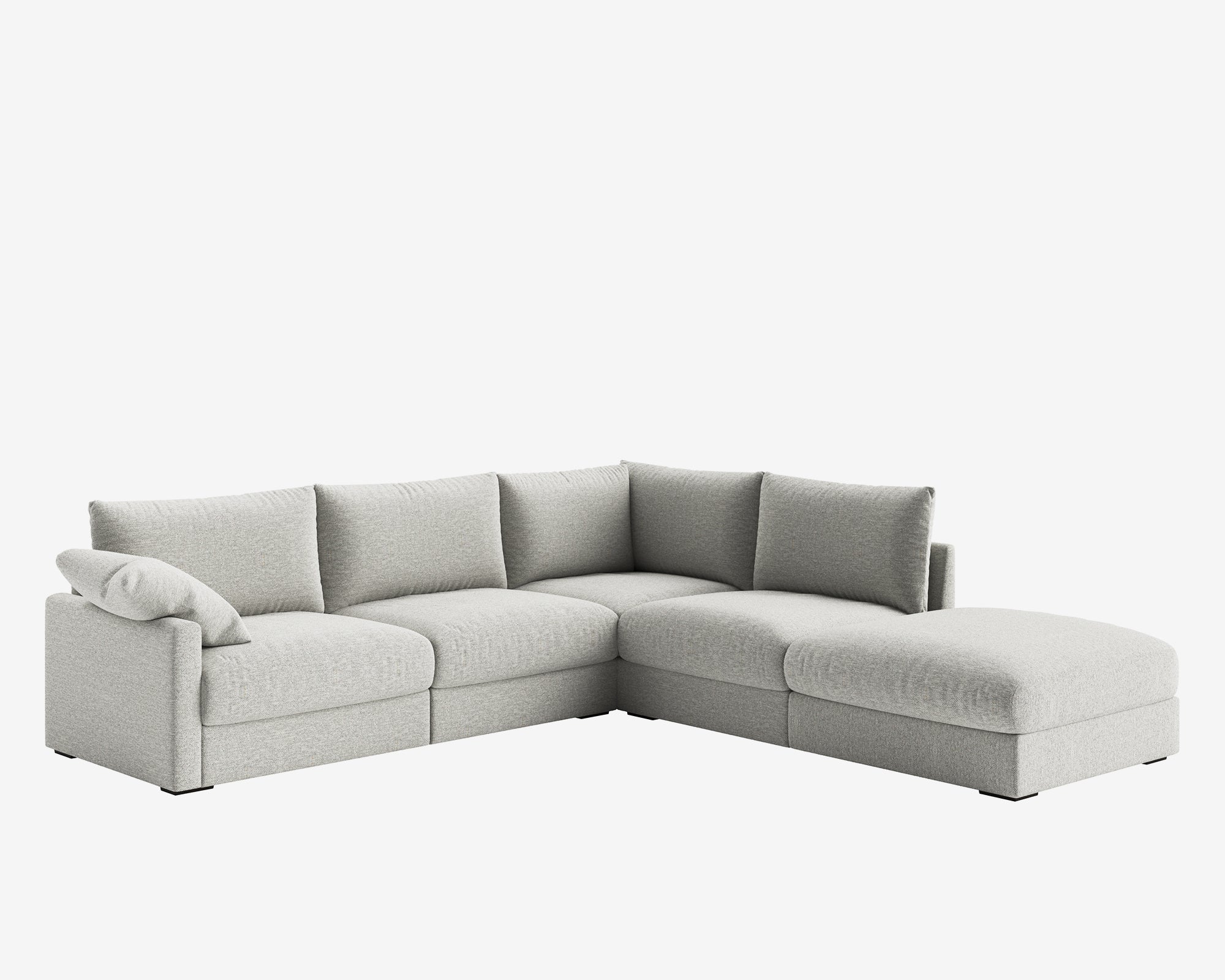 Melo Sectional Fabric Sofa Grey Left