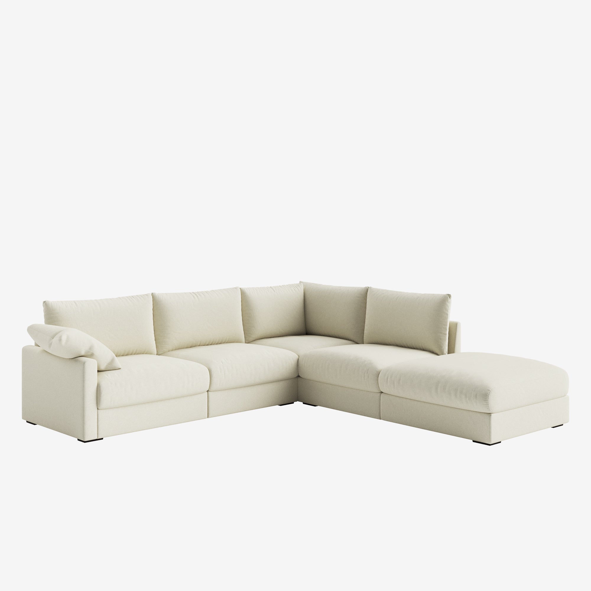 Melo Sectional Fabric Sofa White Left
