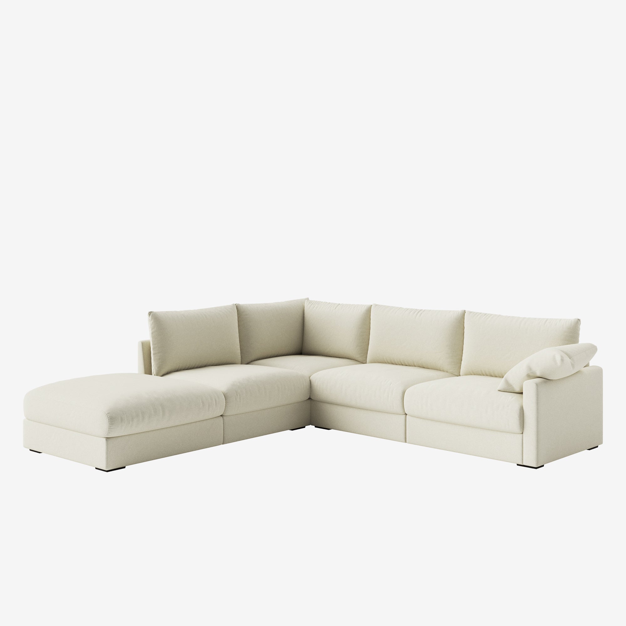 Melo Sectional Fabric Sofa White Right