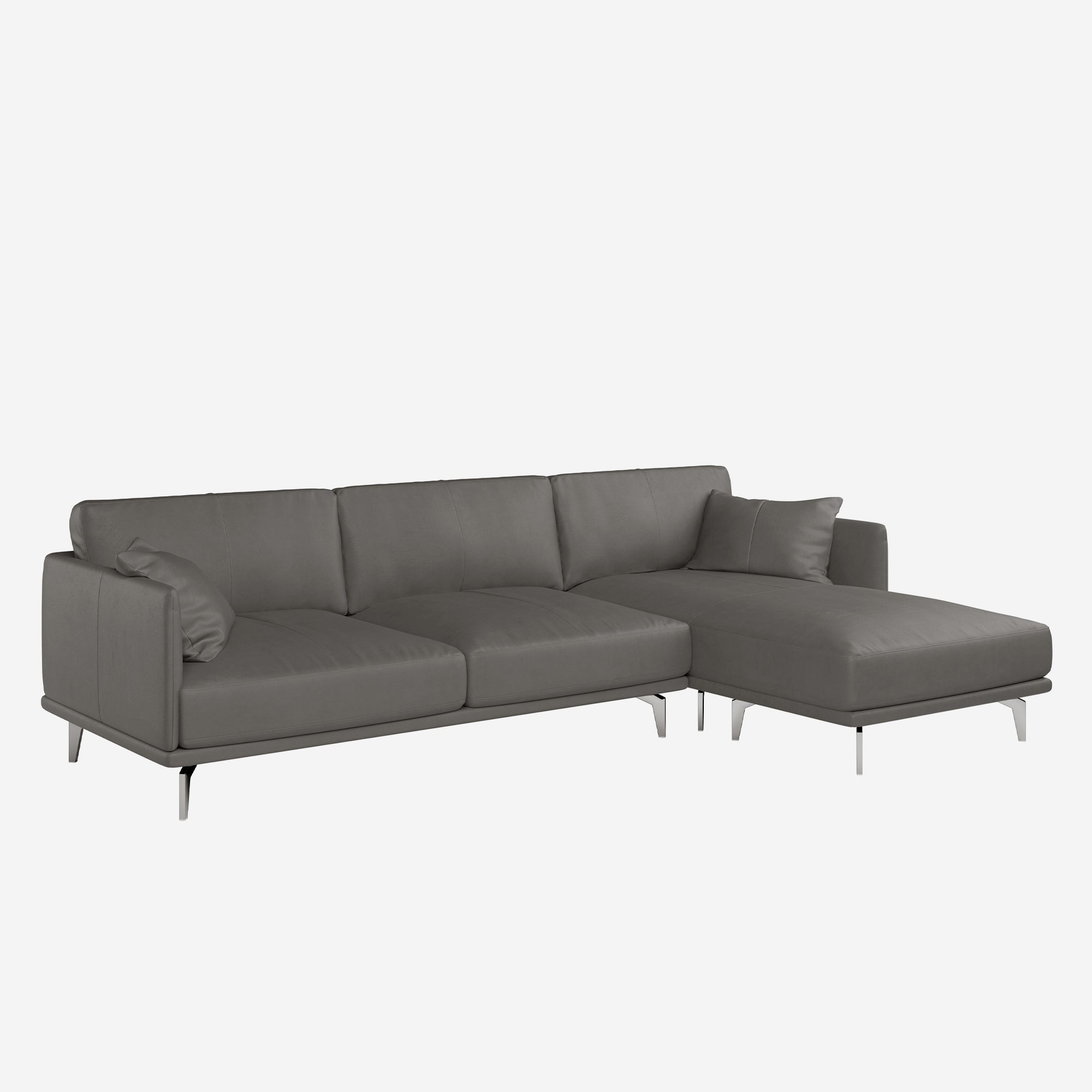 Portage L-Shaped Leather Sofa Brianne Grey Right