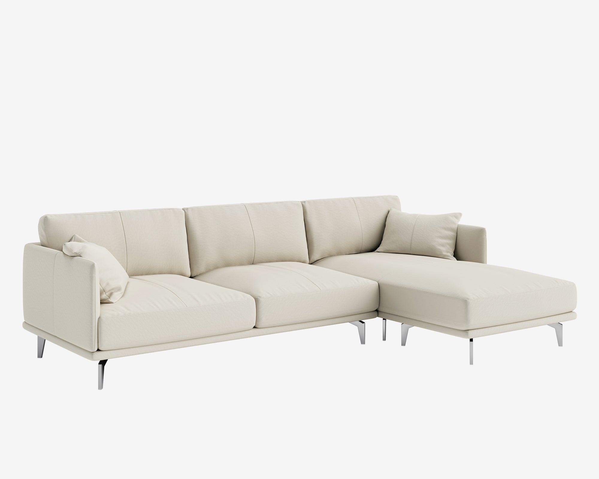 Portage L-Shaped Leather Sofa Brianne Light Taupe Right