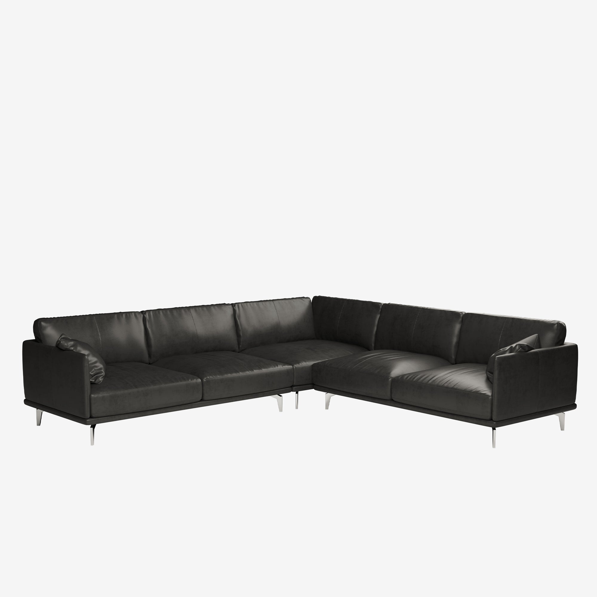 Portage Sectional Leather Sofa Raw Black