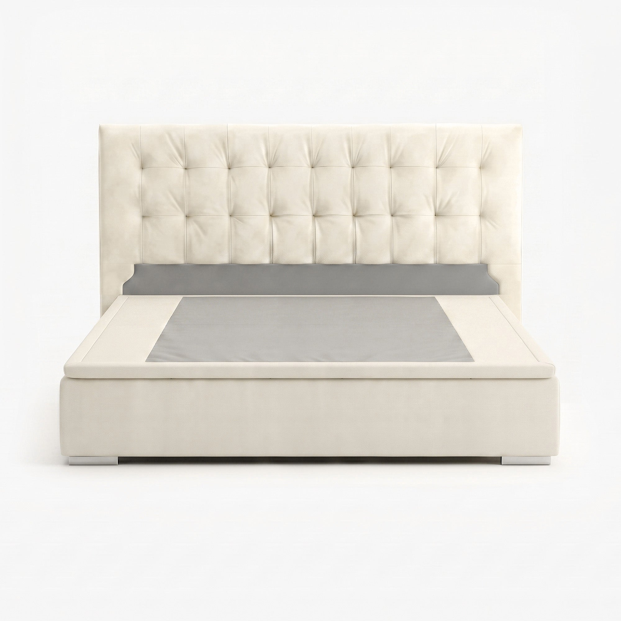 Tokyo king lift up storage bed frame in white performance fabric