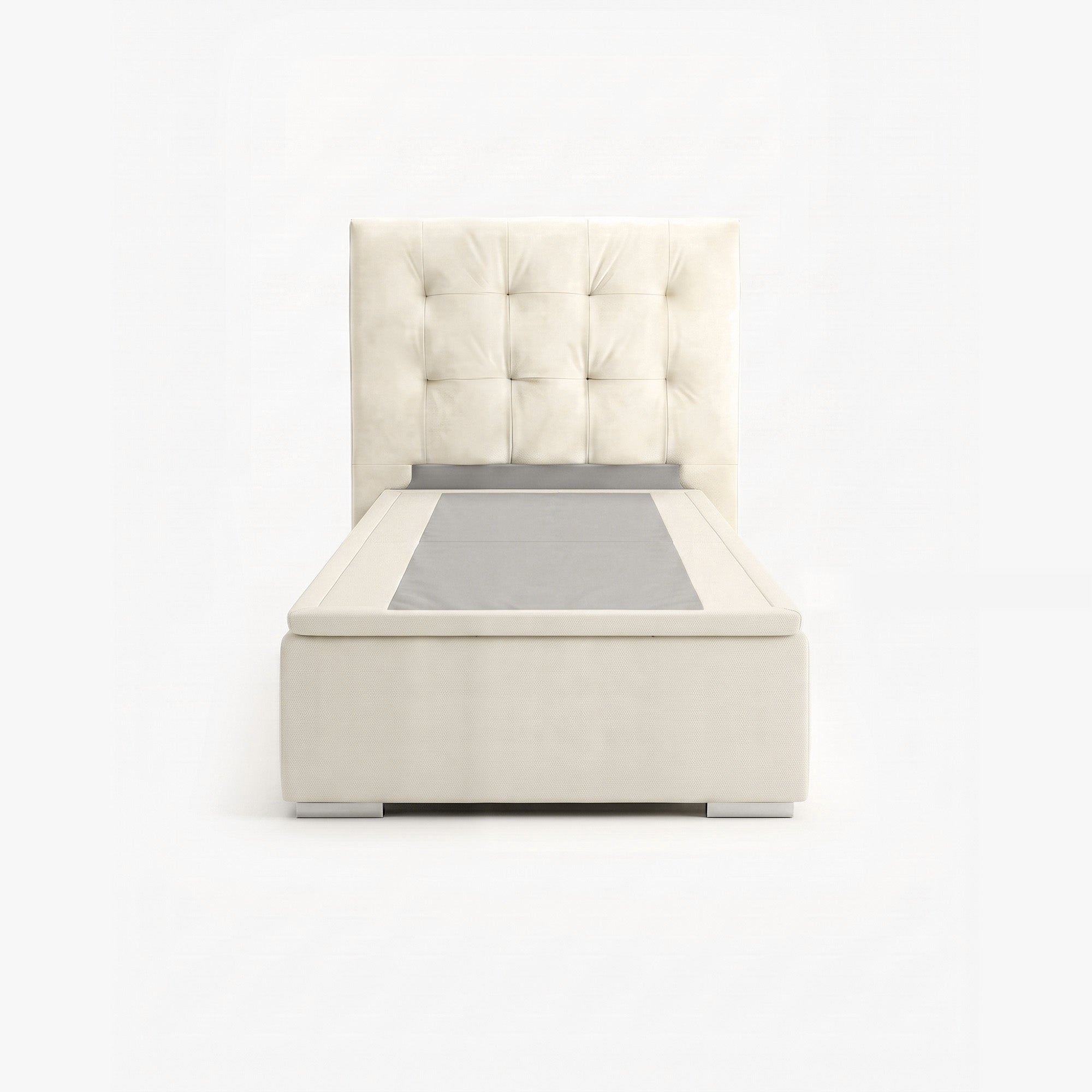 Tokyo single high lift up storage bed frame in white performance fabric