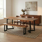 American Black Walnut Dining Table Set for 6 with Bench