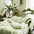 Sunday Bedding - French Linen Sheet Set in Sage Green Lifestyle Photo
