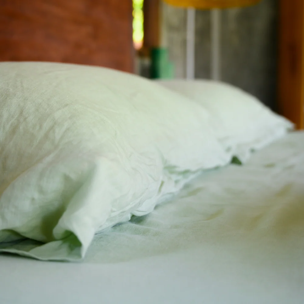 Sunday Bedding - French Linen Sheet Set in Sage Green Lifestyle Photo