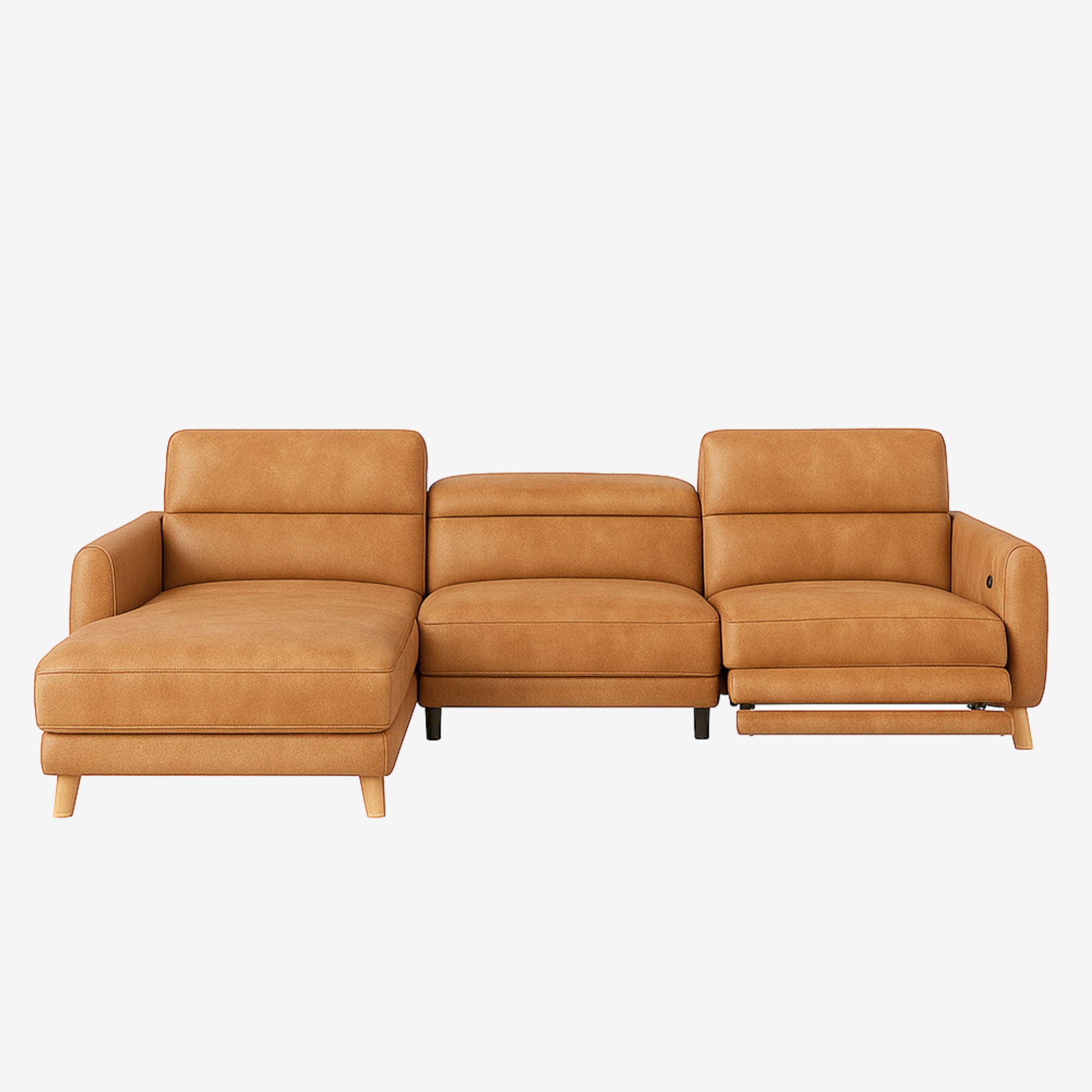 Hampton L-Shaped Leather Recliner Sofa Kansas Cognag Left