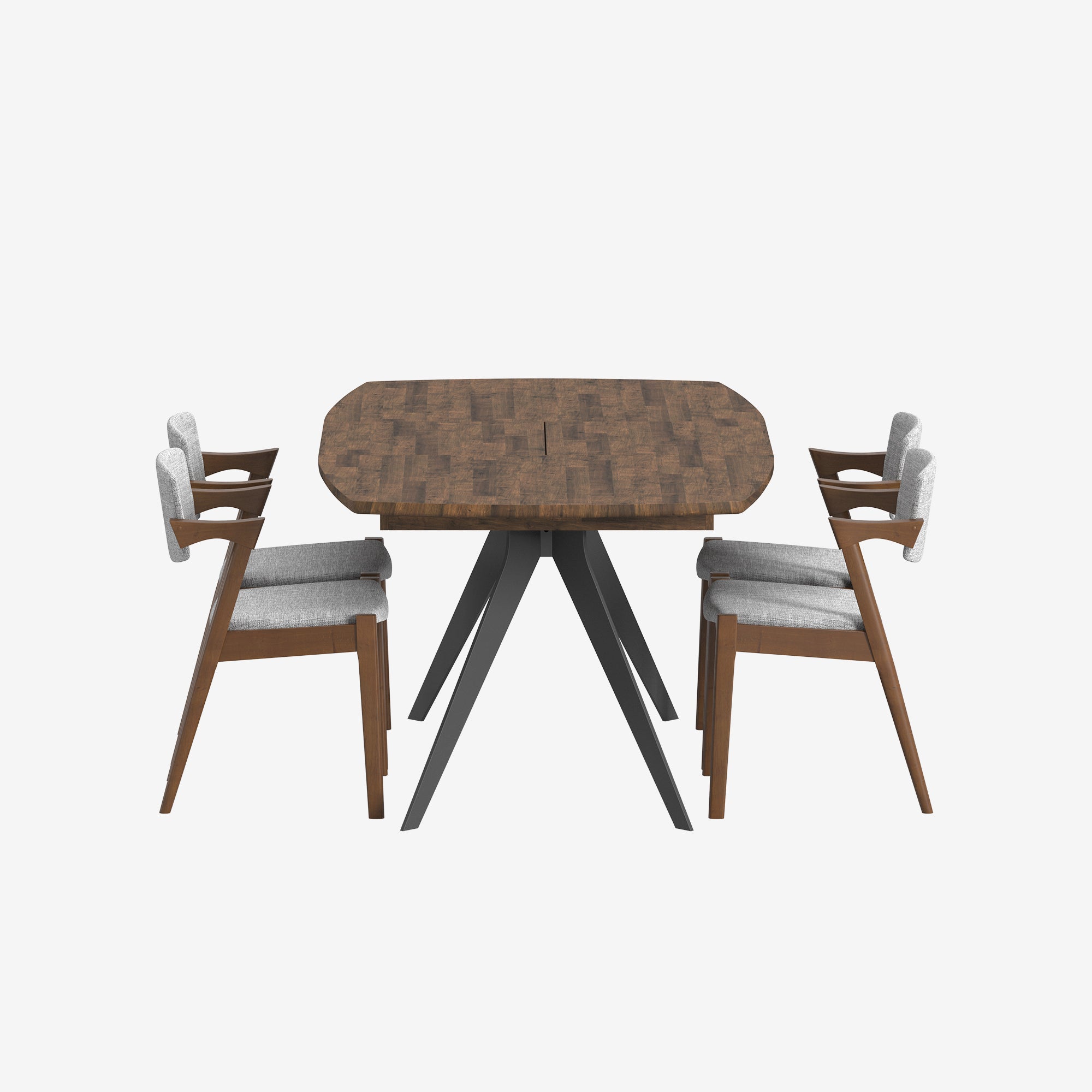 Dining Table Set for 4-6 Hudson Extendable Dining Table 1.4-1.9m + 4 Atlas Mocha Walnut Dining Chairs