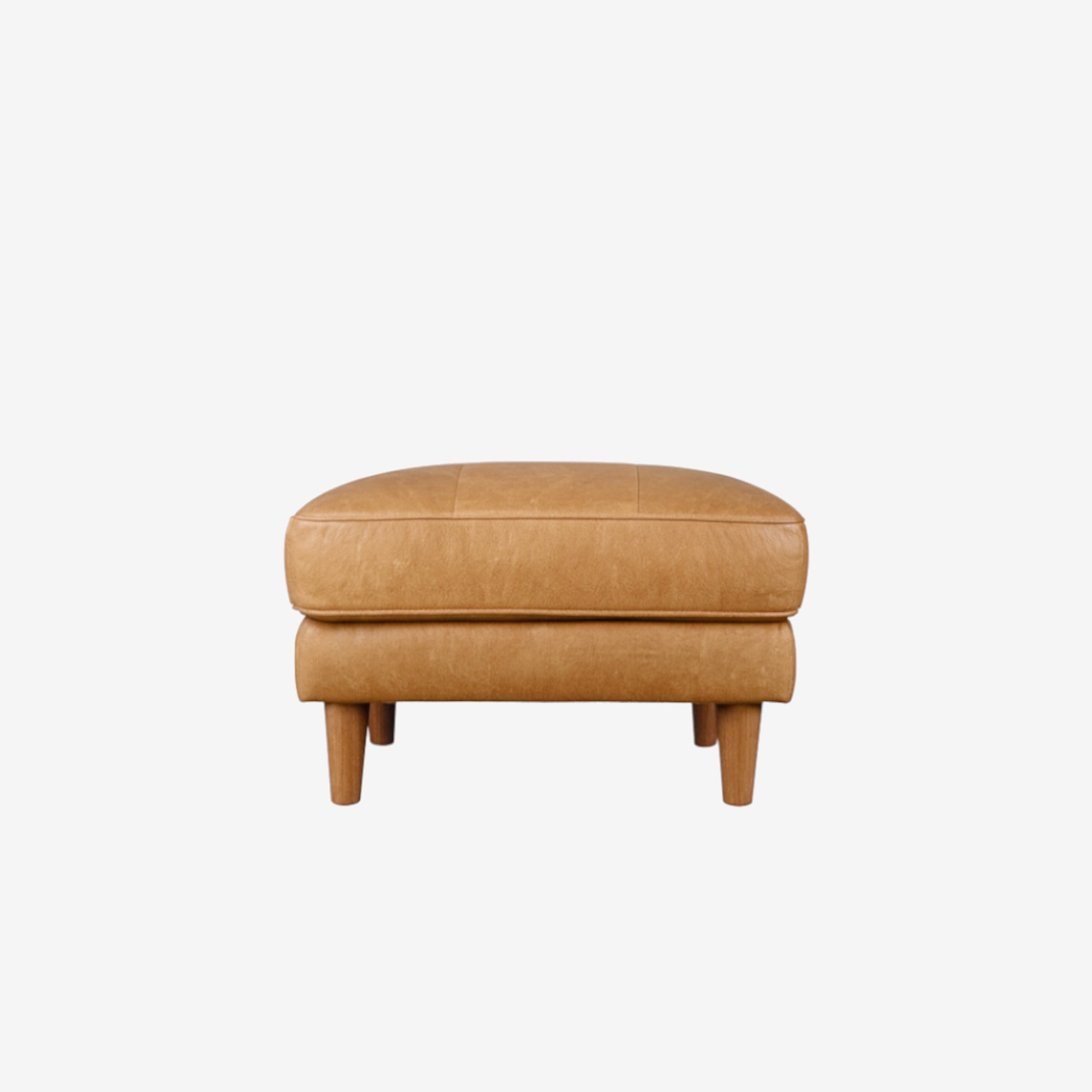 Hugh Leather Ottoman Kansas Cognac