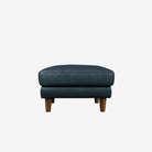 Hugh Leather Ottoman Rio Indigo