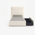 Lisbon single left drawer storage bed frame in white performance fabric
