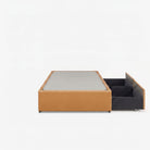 Lisbon single left drawer storage bed frame in chester tan leather
