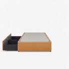Lisbon single right drawer storage bed frame in chester tan leather
