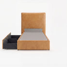 Lisbon single right drawer storage bed frame in chester tan leather
