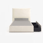 Lisbon super single left drawer storage bed frame in white performance fabric
