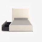 Lisbon super single right drawer storage bed frame in white performance fabric
