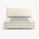 Lisbon king high lift up storage bed frame in white performance fabric
