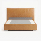 Lisbon king lift up storage bed frame in chester tan leather
