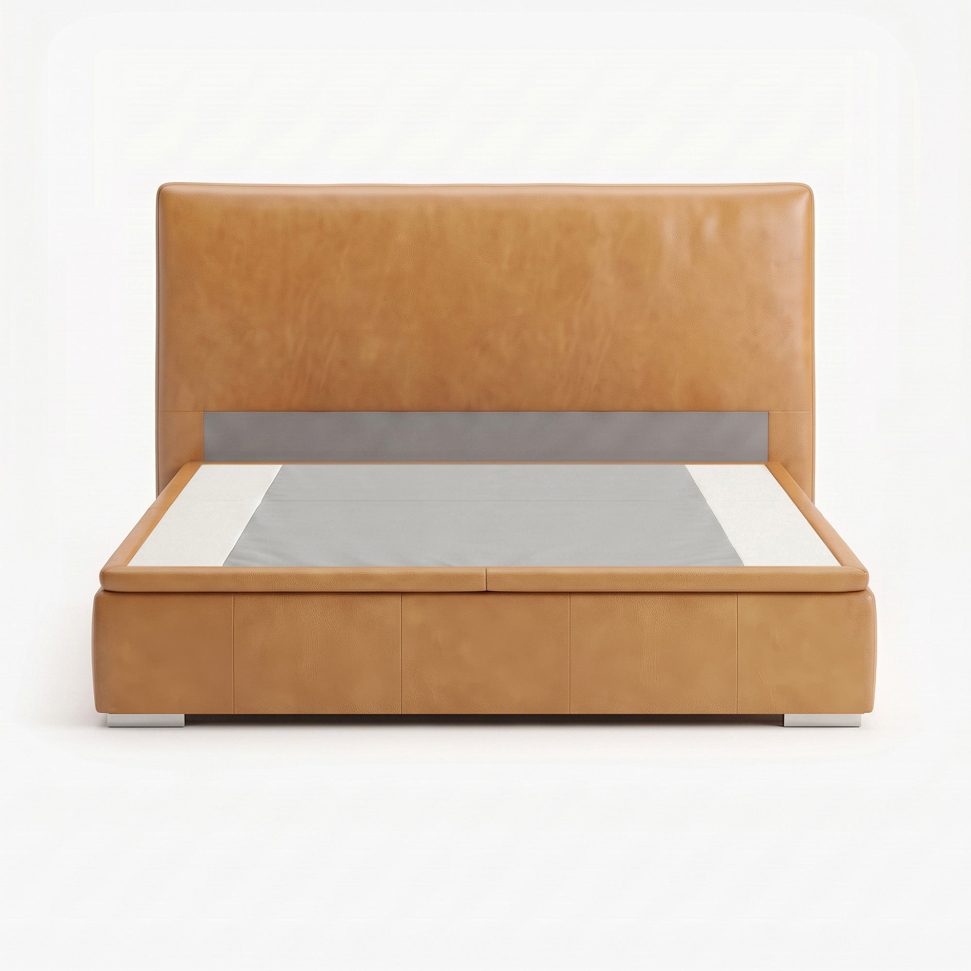 Lisbon king lift up storage bed frame in chester tan leather
