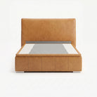 Lisbon queen high lift up storage bed frame in chester tan leather
