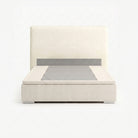 Lisbon queen lift up storage bed frame in white performance fabric
