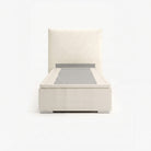 Lisbon single high lift up storage bed frame in white performance fabric
