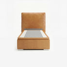 Lisbon single high lift up storage bed frame in chester tan leather
