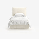 Lisbon single lift up storage bed frame in white performance fabric
