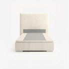 Lisbon super single lift up storage bed frame in white performance fabric

