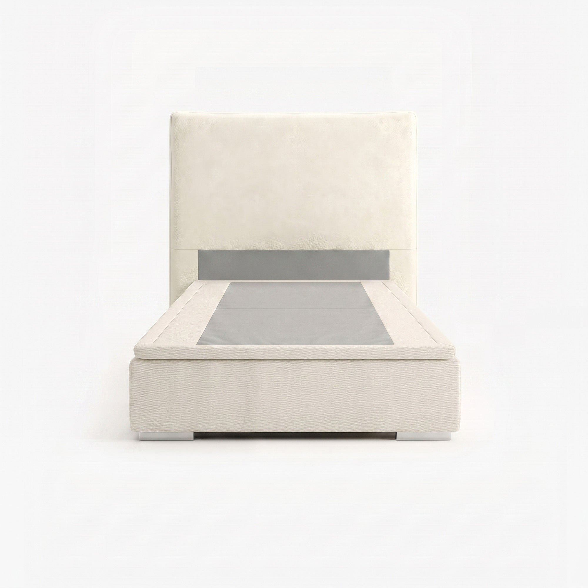 Lisbon super single lift up storage bed frame in white performance fabric
