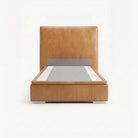 Lisbon super single lift up storage bed frame in chester tan leather