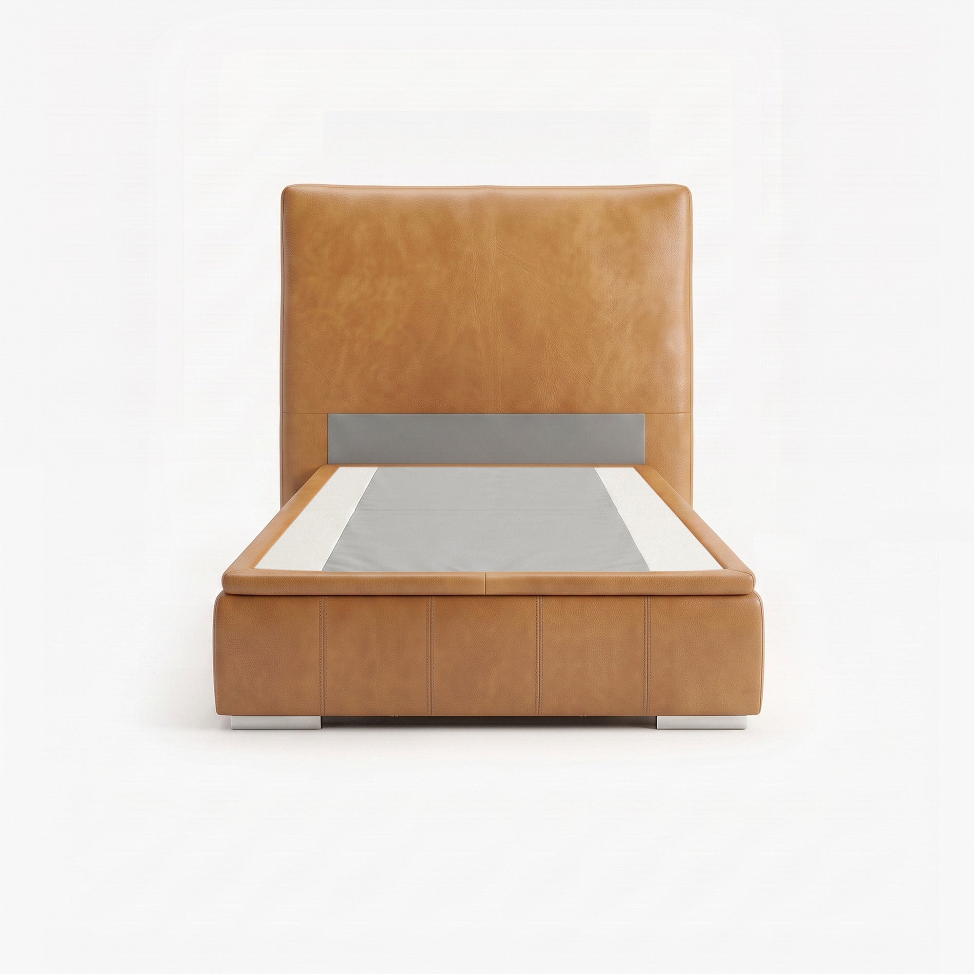 Lisbon super single lift up storage bed frame in chester tan leather
