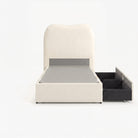 Marlow single left drawer storage bed frame in white performance fabric