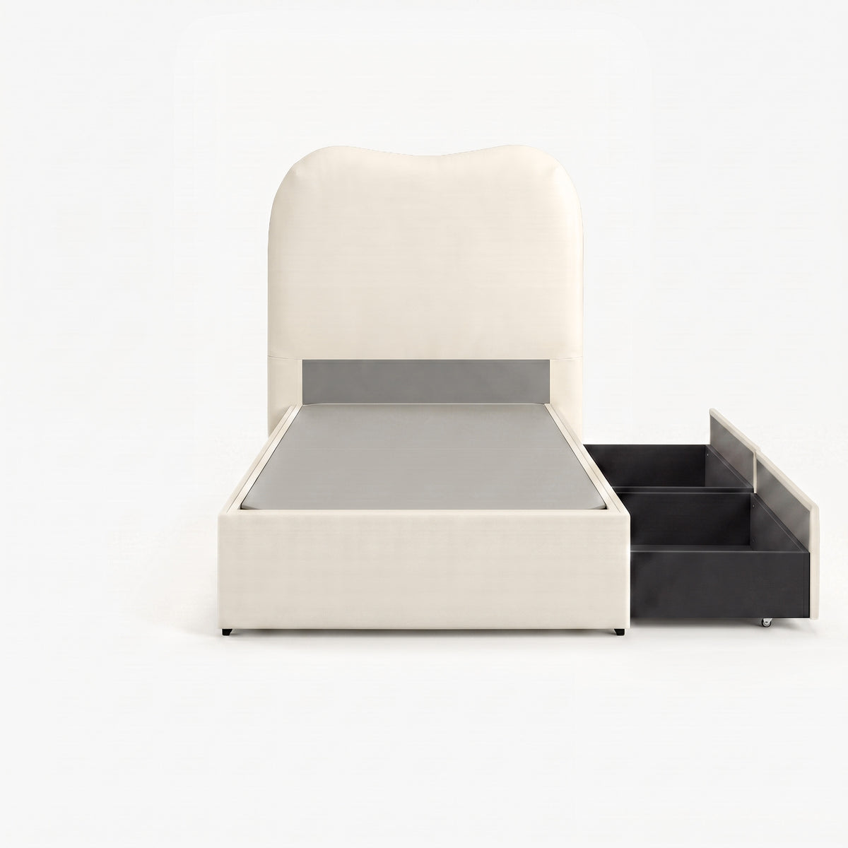 Marlow single left drawer storage bed frame in white performance fabric