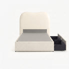 Marlow super single left drawer storage bed frame in white performance fabric