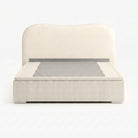 Marlow king high lift up storage bed frame in white performance fabric