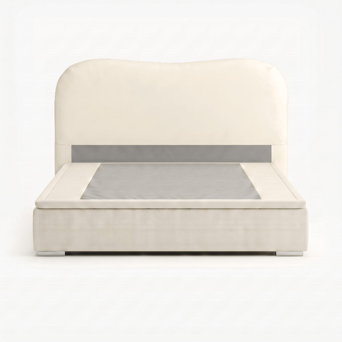 Marlow king lift up storage bed frame in white performance fabric