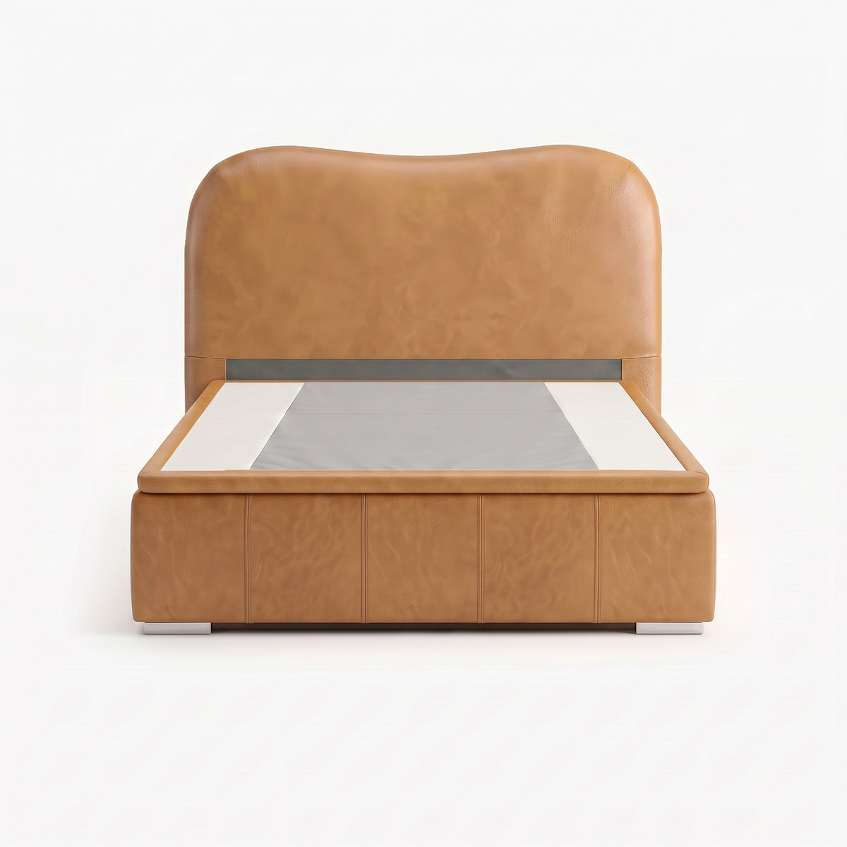 Marlow queen high lift up storage bed frame in chester tan leather